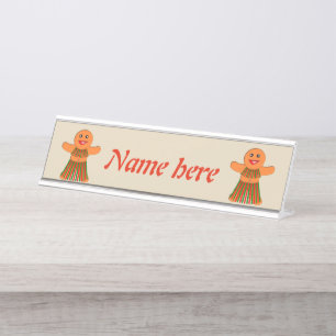 Christmas Party Gingerbread Woman Desk Name Plate