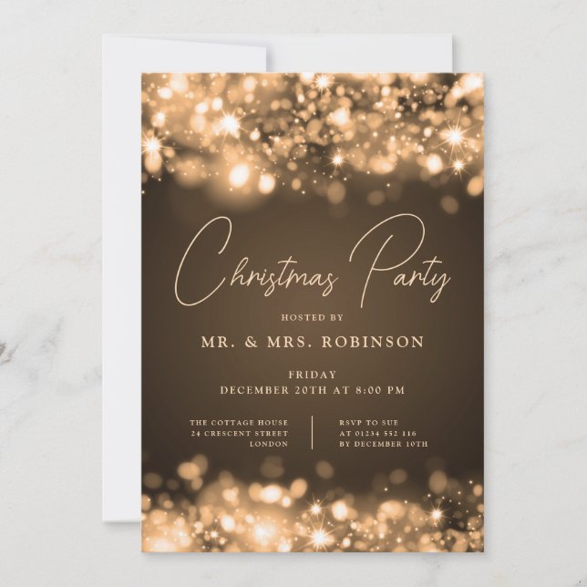 Christmas Party Glam Gold Lights  Invitation (Front)