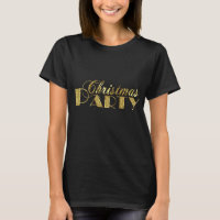 Christmas Party Gold Glitter Text Design