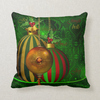 Christmas Party Gold Green Red Xmas Decorations Throw Pillow