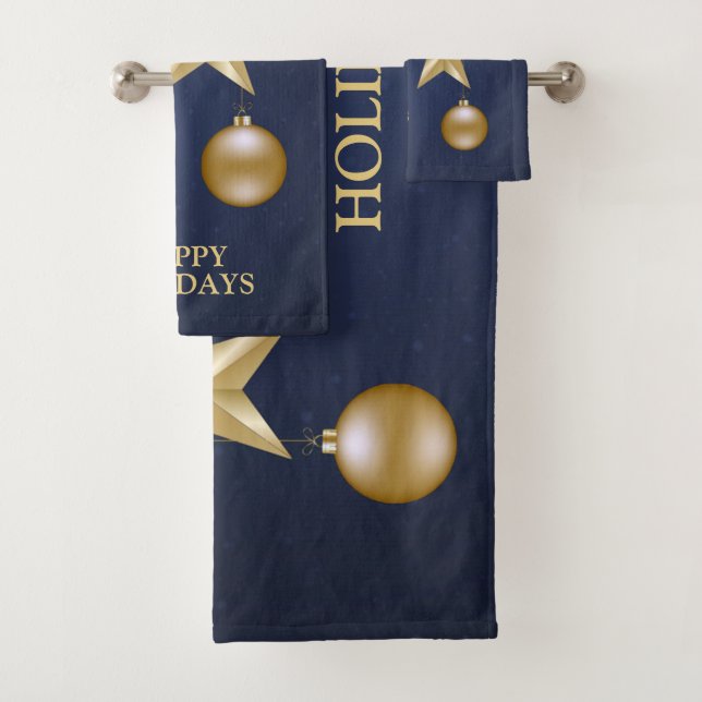 Christmas Party Golden Ornament Navy Blue Elegant (En situation)