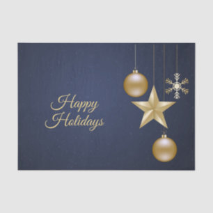 Christmas Party Golden Ornament Navy Blue Elegant Tissue Paper