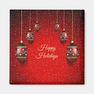 Christmas Party Golden Red Winter Holidays Elegant Magnet