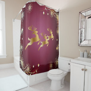 Christmas Party Golden Reindeers Red Pink Elegant