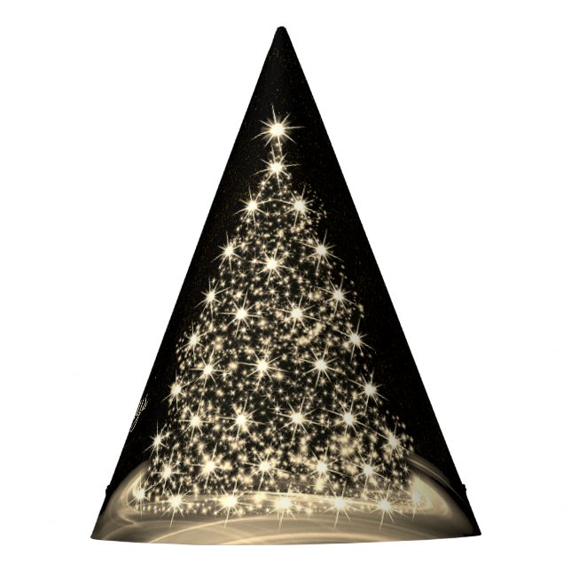 Christmas Party Golden Shiny Tree Winter Black Party Hat (Front)