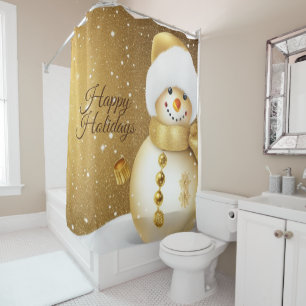 Christmas Party Golden Snowman Snowflakes Holidays