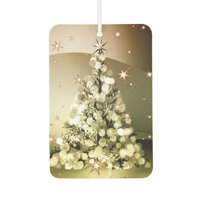Christmas Party Golden Tree Shiny Sparkle Stars Air Freshener (Front)
