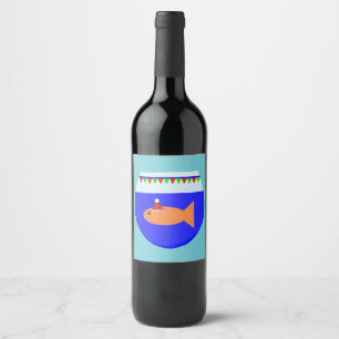 Christmas Party Goldfish Custom Bottle Labels