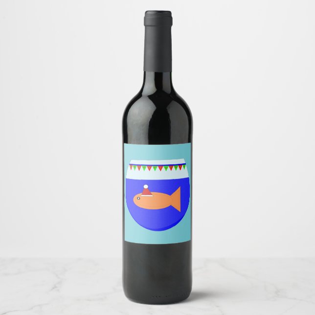 Christmas Party Goldfish Custom Bottle Labels (Front)