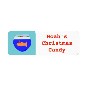 Christmas Party Goldfish Custom Food Label