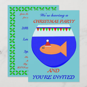 Christmas Party Goldfish Custom Invites