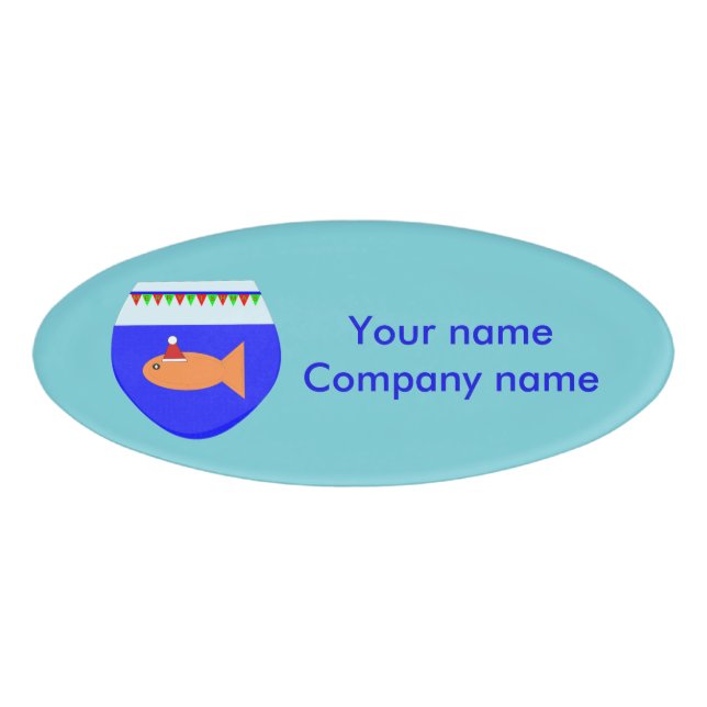 Christmas Party Goldfish Custom Name Tag (Front)