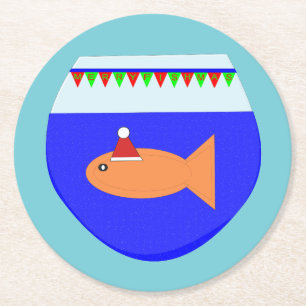 Christmas Party Goldfish Custom Paper Coasters
