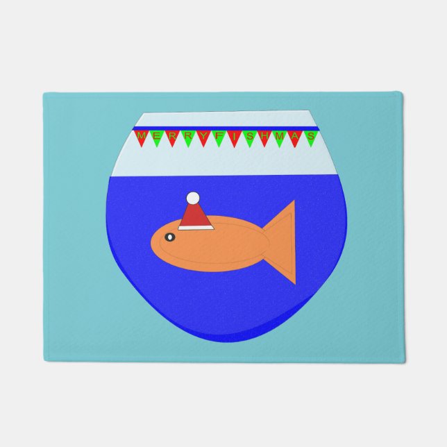 Christmas Party Goldfish Doormat (Front)