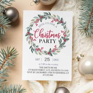 Christmas Party Green and Red Invitation