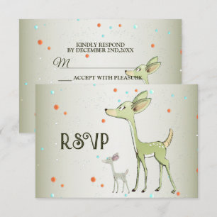 Christmas Party Green Deers Holidays Cute RSVP Card