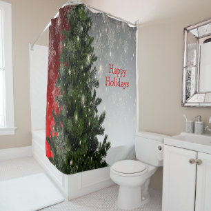 Christmas Party Green Tree Red Silver Snowflakes