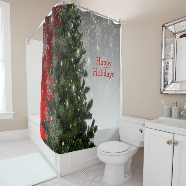 Christmas Party Green Tree Red Silver Snowflakes (In Situ)