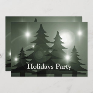 Christmas Party Green Trees Holiday Winter Elegant Invitation
