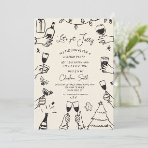 Christmas Party Hand Drawn Funky Handwritting Invitation