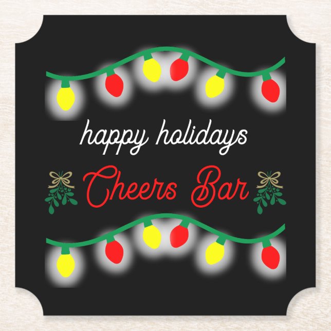 Christmas Party Happy Hour Promotion Paper Coaster (Front)