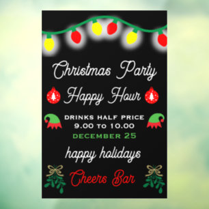 Christmas Party Happy Hour Promotion Window Cling