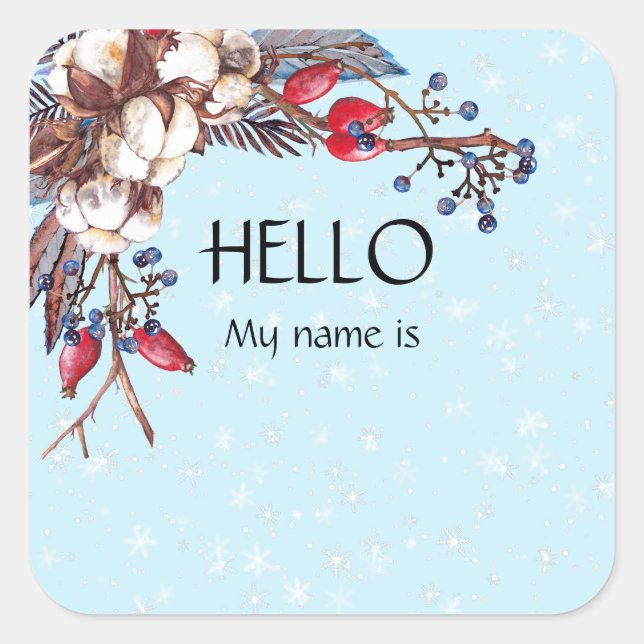 Christmas Party Hello Name Tag Badge (Front)