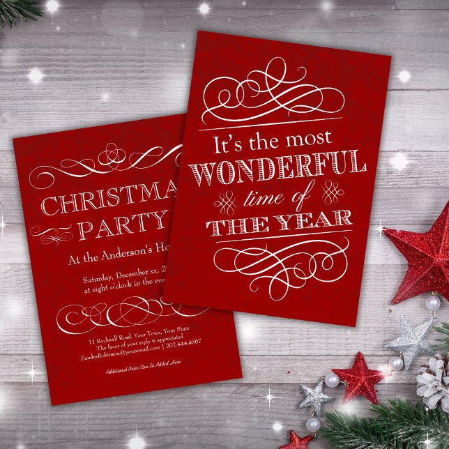 Christmas Party Holiday Cocktails Vintage Red Invitation (Creator Uploaded)