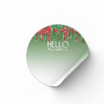 Christmas Party Holiday Hello Name Tag Badge<br><div class="desc">*** Purchase the Matte Finish when using this sticker as a name tag*** This design may be personalized in the area provided by changing the photo and/or text. Or it can be customized by clicking Personalize this Template and then choosing the click to customize further option and delete or change...</div>