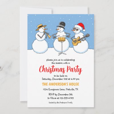 Christmas Party Holiday Season Snowmen Jazzband