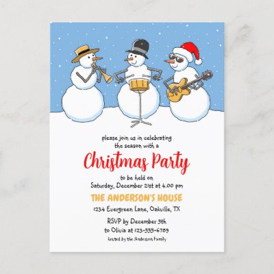 Christmas Party Holiday Season Snowmen Jazzband