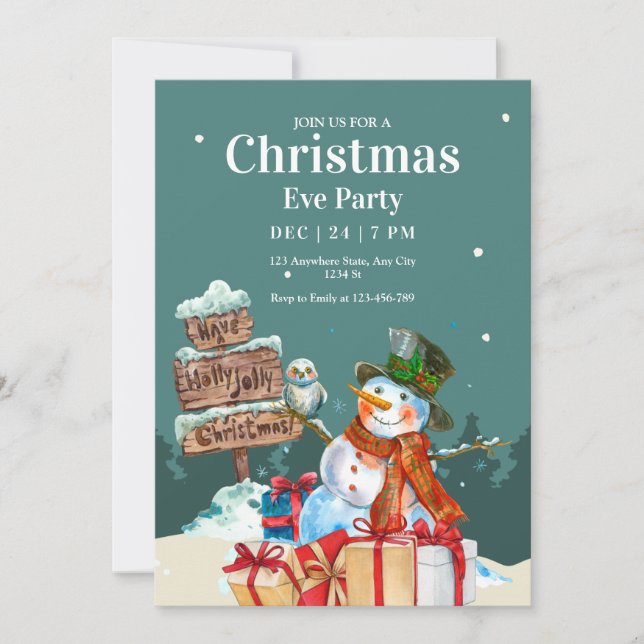 Christmas Party Invitation, Christmas Eve Dinner Invitation (Front)