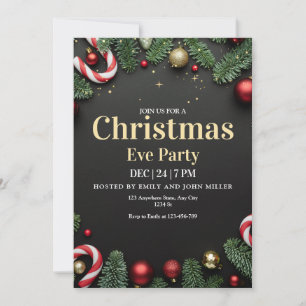 Christmas Party Invitation, Christmas Eve Dinner Invitation