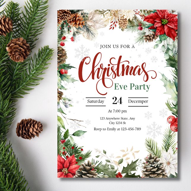 Christmas Party Invitation, Christmas Eve Dinner Invitation (Creator Uploaded)