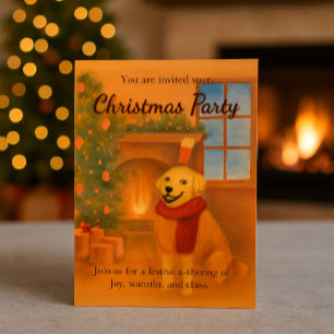 Christmas Party Invitation   Cozy Dog Scene