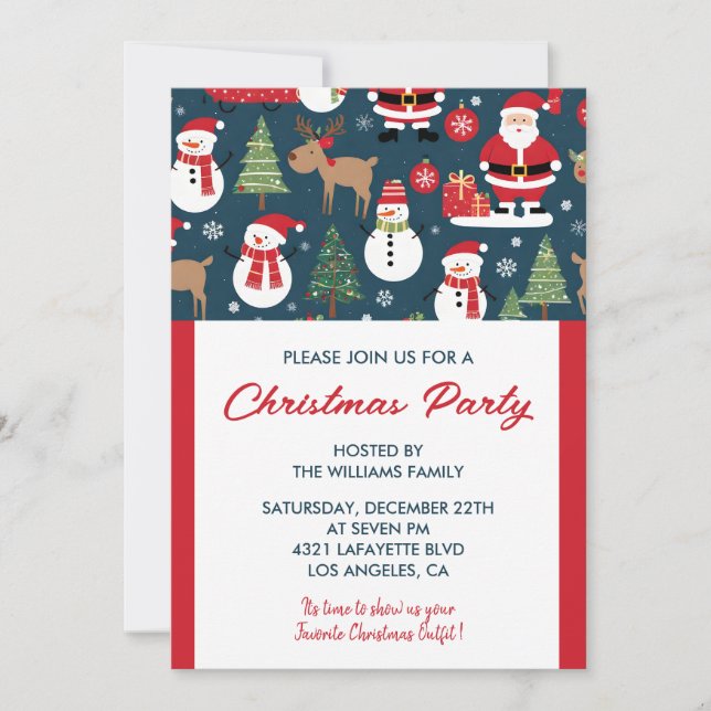 Christmas Party  Invitation deer santa (Front)