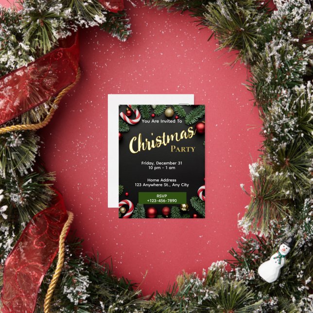 Christmas Party Invitation Editable Foil Postcard  (Insitu)