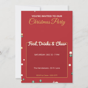 Christmas Party Invitation Gift Boxes Red