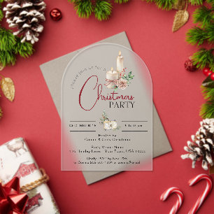Christmas Party Invitation, Holiday Candle Acrylic Invitations