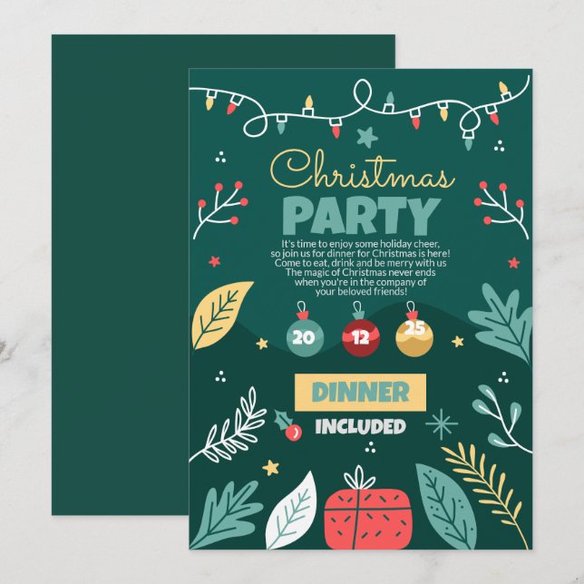 Christmas Party Invitation, Holiday Party  Invitation (Front/Back)
