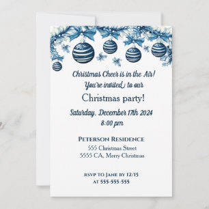 Christmas Party Invitation In Blue and White