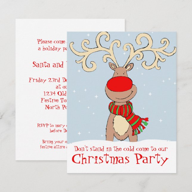 Christmas party invitation light blue (Front/Back)