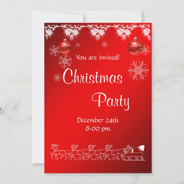 Christmas Party invitation on red (Front)