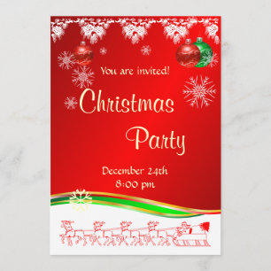 Christmas Party invitation on red white and green