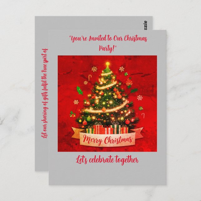 Christmas Party Invitation Postcard (Front/Back)