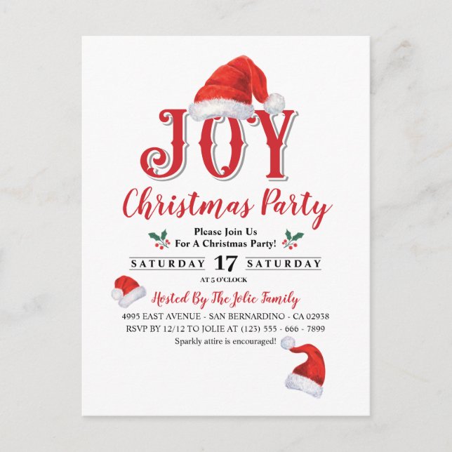 Christmas Party Invitation Postcard (Front)