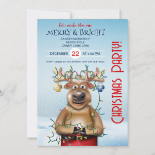 Christmas Party Invitation   Reindeer