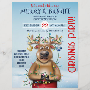 Christmas Party Invitation   Reindeer Flyer