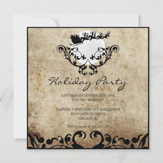 Christmas Party Invitation-Santa and Reindeer Invitation (Front)