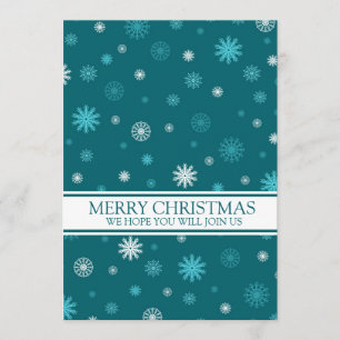 Christmas Party Invitation Teal Snow